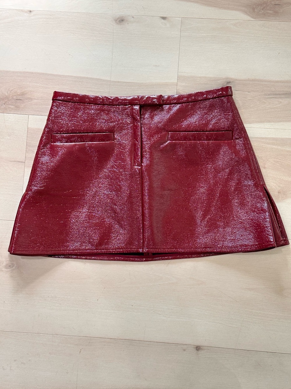 Courrges Vinyl A-Line Mini Skirt Glossy Finish Sleek Space-Age Aesthetic View 4